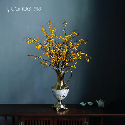 新中式吉祥红黄果子仿真花假花装饰样板房酒店前台客厅玄关摆设件 商品图1