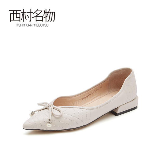 西村名物2021春季新款玛丽珍蝴蝶结软底纯色浅口粗跟仙女鞋X21AE11351 商品图2