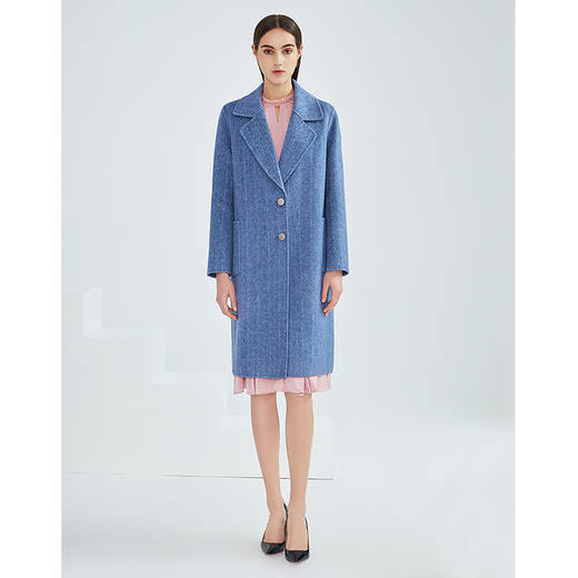 EITIE爱特爱女装冬季新款经典气质翻领直筒羊毛呢大衣女外套6414120 商品图1