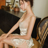 睡衣女性感透明蕾丝火辣绑带刺绣仿真丝*侧开衩性感睡裙套装骚 商品缩略图3