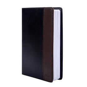 广博(GuangBo)25k拼皮商务皮面笔记本子 记事本日记本 120张棕黑GBP0646