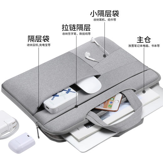 BUBM 苹果小米联想14英寸笔记本电脑包女手提商务内胆包男华硕戴尔保护套薄公文FMBT 灰色 15.6英寸 商品图1