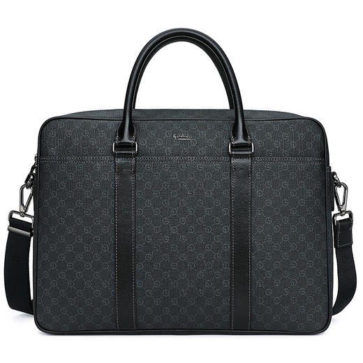 金利来（Goldlion）男士公文包 休闲商务单肩包大容量电脑包横款PVC手提包公文包 FC192005-265 深灰 礼物送男友 商品图1