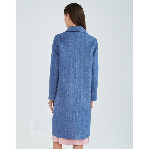 EITIE爱特爱女装冬季新款经典气质翻领直筒羊毛呢大衣女外套6414120 商品图5