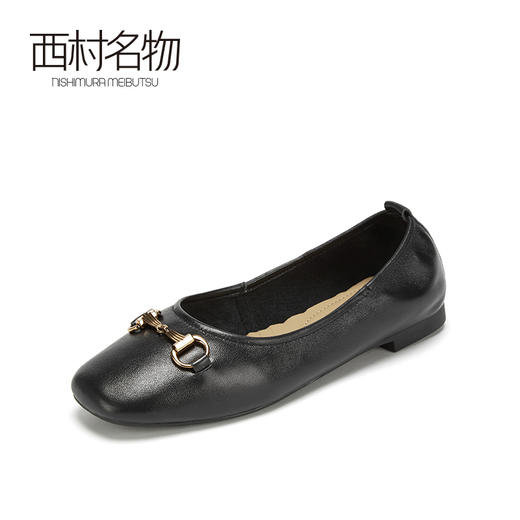 西村名物2021春季新款专柜同款舒适马街扣浅口粗中跟单鞋女X21AE11331 商品图1