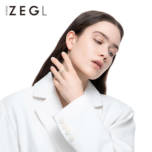 ZEGL高级感双层交叉戒指女轻奢小众精致时尚个性指环开口食指戒指 商品图4