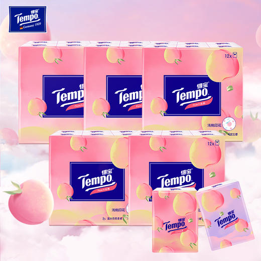 得宝（Tempo）纸巾甜心桃味手帕纸4层7片12小包/提*5提 共60包 商品图0