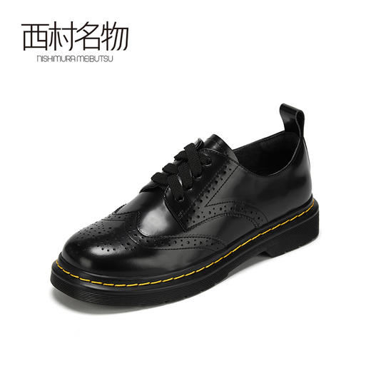 西村名物2021春季新款低帮马丁靴休闲系带小皮鞋女英伦单鞋T21AM11661 商品图1