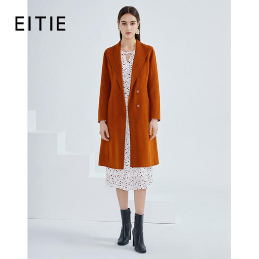 EITIE爱特爱冬季新款气质翻领收腰显瘦百搭羊毛呢大衣外套女6414115 商品图0