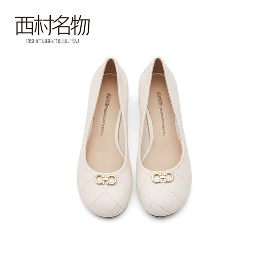 西村名物2021春季新款简约时尚低跟通勤OL气质圆头浅口单鞋X21AE11131 商品图3