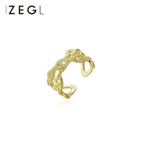 ZEGL高级感双层交叉戒指女轻奢小众精致时尚个性指环开口食指戒指