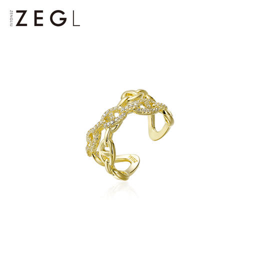 ZEGL高级感双层交叉戒指女轻奢小众精致时尚个性指环开口食指戒指 商品图0