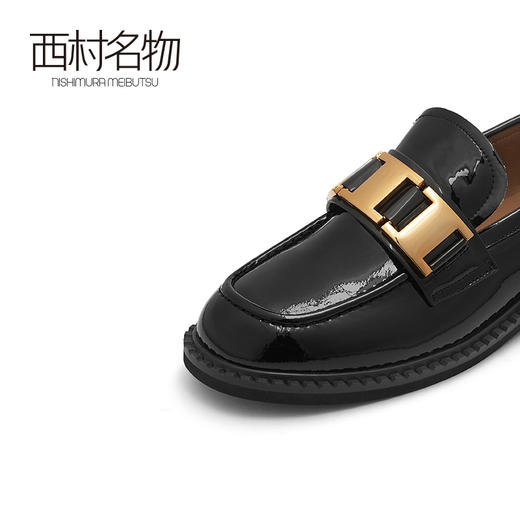 西村名物2021春季新品专柜同款知性中性一脚蹬漆皮复古单鞋T21AM11891 商品图5