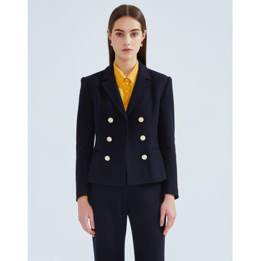 EITIE爱特爱春季新款复古双排扣气质洋气修身显瘦西装外套女6403107 商品图4