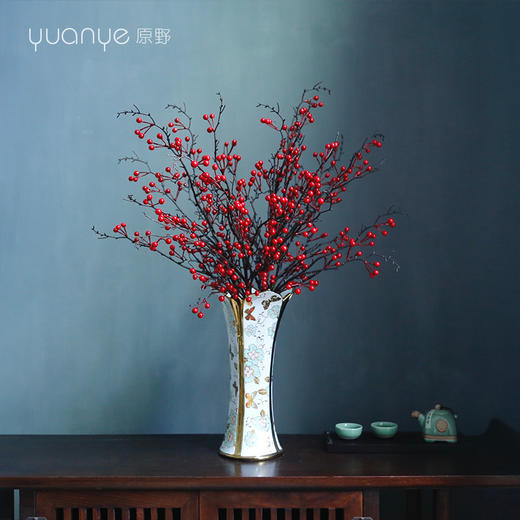 新中式吉祥红黄果子仿真花假花装饰样板房酒店前台客厅玄关摆设件 商品图0
