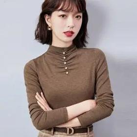 JXG-冬季黑色加绒加厚内搭T恤打底衫