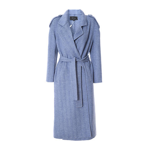 EITIE爱特爱冬季新款经典洋气英伦风收腰长款羊毛呢大衣外套6414119 商品图8