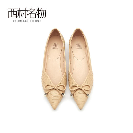 西村名物2021春季新款玛丽珍蝴蝶结软底纯色浅口粗跟仙女鞋X21AE11351 商品图3