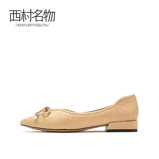 西村名物2021春季新款玛丽珍蝴蝶结软底纯色浅口粗跟仙女鞋X21AE11351 商品图1