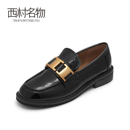 西村名物2021春季新品专柜同款知性中性一脚蹬漆皮复古单鞋T21AM11891 商品图3