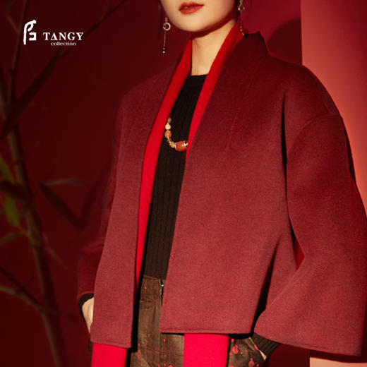 TANGY Collection/天意精品冬季新品新年特辑羊毛双面呢短款大衣 商品图2