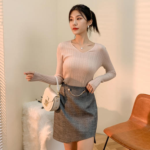 oldcolour秋冬短款不规则半身裙女气质百搭半裙a字高腰短裙 商品图3