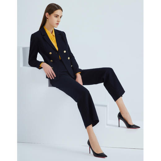 EITIE爱特爱春季新款复古双排扣气质洋气修身显瘦西装外套女6403107 商品图1