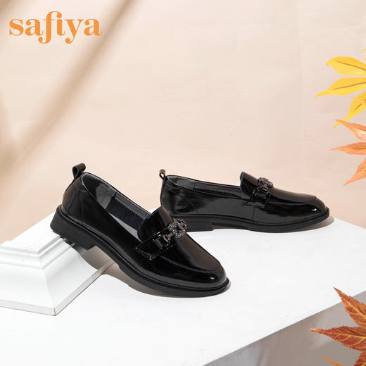 safiya索菲娅漆皮水钻装饰方跟乐福鞋一脚蹬2021秋季爆款SF13111078 商品图1