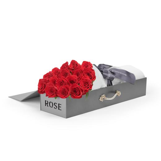 roseonly鲜花玫瑰经典系列恒久花盒16枝朱砂