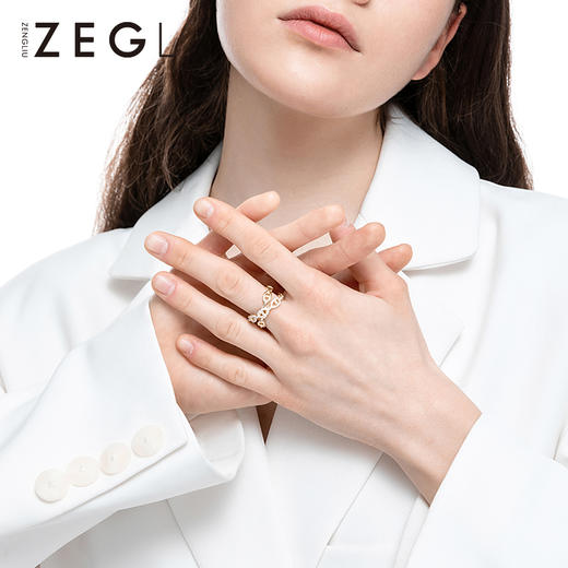 ZEGL高级感双层交叉戒指女轻奢小众精致时尚个性指环开口食指戒指 商品图1