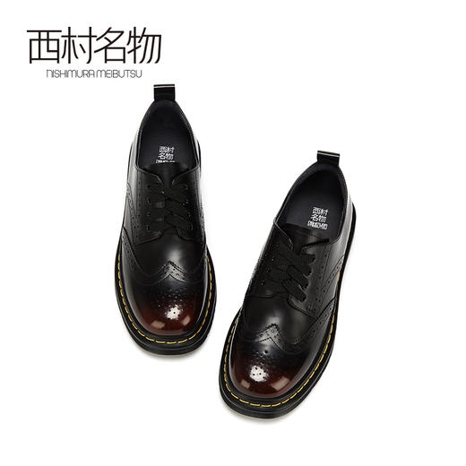 西村名物2021春季新款低帮马丁靴休闲系带小皮鞋女英伦单鞋T21AM11661 商品图3