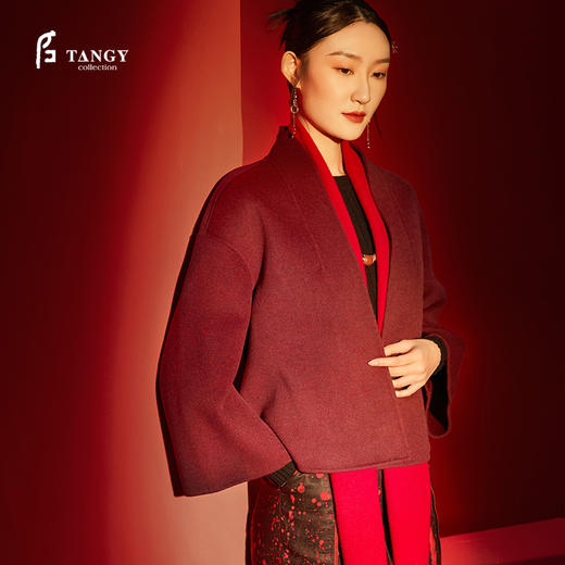 TANGY Collection/天意精品冬季新品新年特辑羊毛双面呢短款大衣 商品图1
