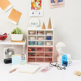 少女心ins九宫格防尘抽屉式收纳盒 学生桌面首饰收纳盒妆品收纳盒七夕情人节