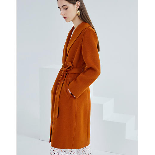 EITIE爱特爱冬季新款气质翻领收腰显瘦百搭羊毛呢大衣外套女6414115 商品图3
