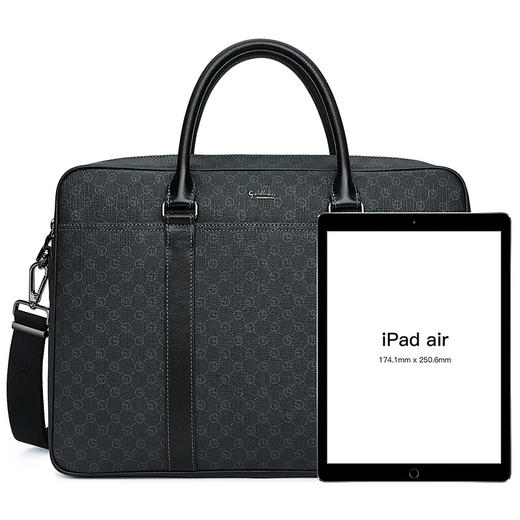 金利来（Goldlion）男士公文包 休闲商务单肩包大容量电脑包横款PVC手提包公文包 FC192005-265 深灰 礼物送男友 商品图5