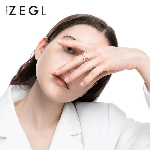 ZEGL高级感双层交叉戒指女轻奢小众精致时尚个性指环开口食指戒指 商品图3