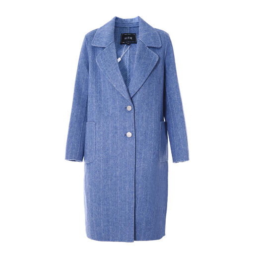 EITIE爱特爱女装冬季新款经典气质翻领直筒羊毛呢大衣女外套6414120 商品图6