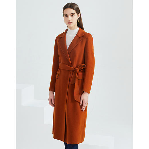 EITIE爱特爱冬季新款经典气质翻领收腰长款羊毛呢大衣女外套6414113 商品图4