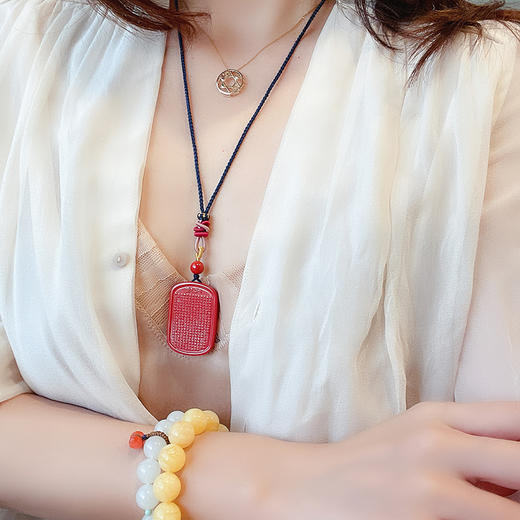 蓝绳长短可调帝王砂平安无事牌吊坠011 饰品美物 商品图1