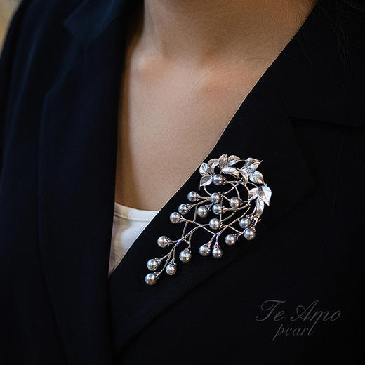 【珍果系列】AKoya灰珠胸针/项圈 商品图1