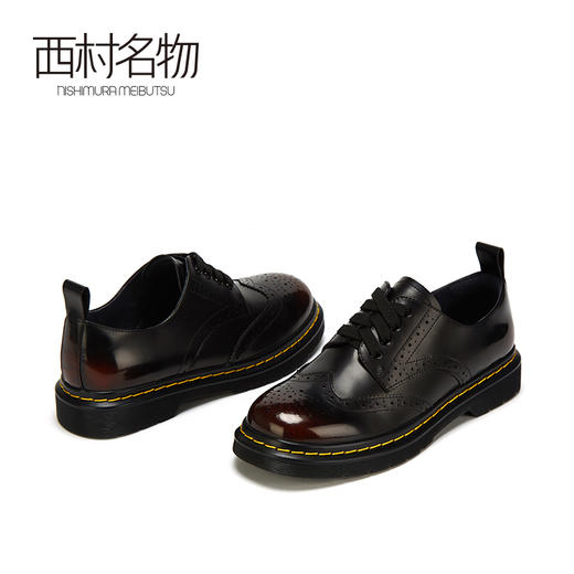 西村名物2021春季新款低帮马丁靴休闲系带小皮鞋女英伦单鞋T21AM11661 商品图4