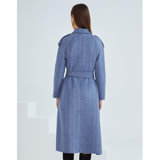 EITIE爱特爱冬季新款经典洋气英伦风收腰长款羊毛呢大衣外套6414119 商品图7