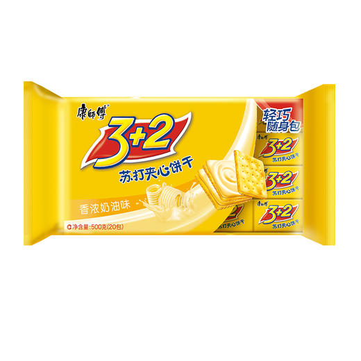 康师傅 3+2苏打夹心饼干蛋糕营养早餐办公室休闲零食小吃香浓奶油500g 商品图1