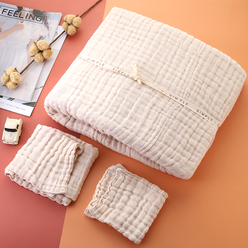 有机彩棉纱布 方巾毛巾浴巾毛毯 A类泡泡纱 6层40支精梳 柔软蓬松 婴幼儿洗澡擦身 0%荧光剂 素道敦煌天然有机彩棉基地 舒适安全健康