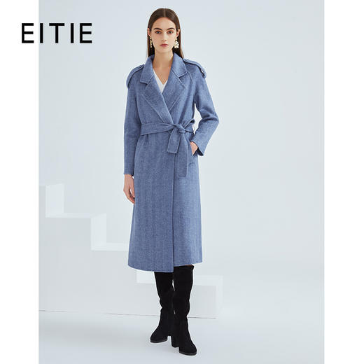 EITIE爱特爱冬季新款经典洋气英伦风收腰长款羊毛呢大衣外套6414119 商品图3