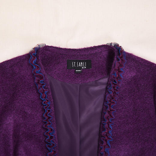 圣三利女装新秋季中长款毛呢大衣，外套开衫SL2032142 商品图7