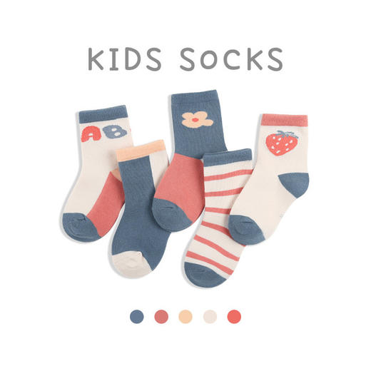 【5双装】a类儿童袜子秋冬季中筒可爱卡通插画1-12岁男孩女童新款宝宝袜子 商品图7