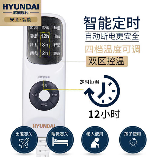 【冬季暖床神器】亲肤除螨电热毯变频降档智能定时除螨除潮舒适亲肤防水阻燃双人双控操作便利 商品图3