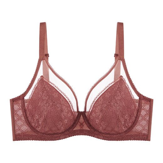 【积分兑换】[思慕]大胸显小全罩杯超薄承托稳固全罩杯大杯内衣蕾丝透气侧收大码 商品图1