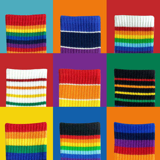 【4双装 】儿童袜子春秋冬夏季韩版彩虹条纹男女童袜中筒袜小童运动袜潮 商品图3